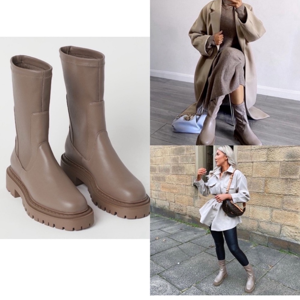 H&M tall Chelsea boots with lug sole